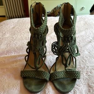 Cape Robbin Army Green Suede Heels.